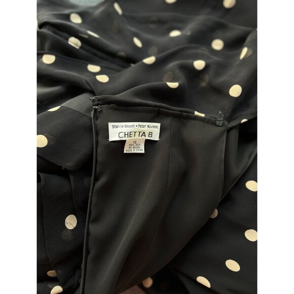 Vintage 90s hetta B Maxi Dress Sz 12 100% Silk Polka Dot Black White Sleeveless - Picture 7 of 13